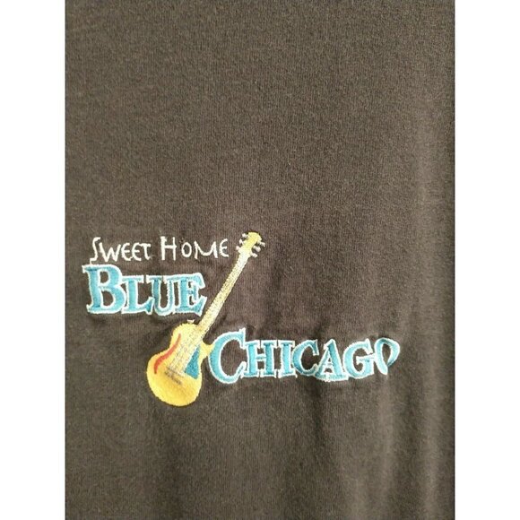 VTG 90s Jerzees Sweet Home Blue Chicago Mojo Mamma Black Embroidered T Shirt XL - Picture 2 of 4